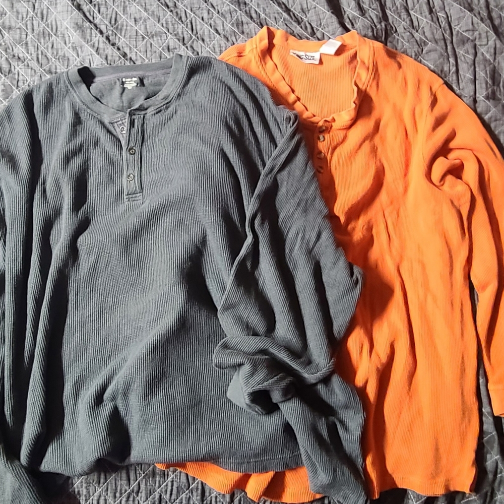 2 Waffle Henley shirts
